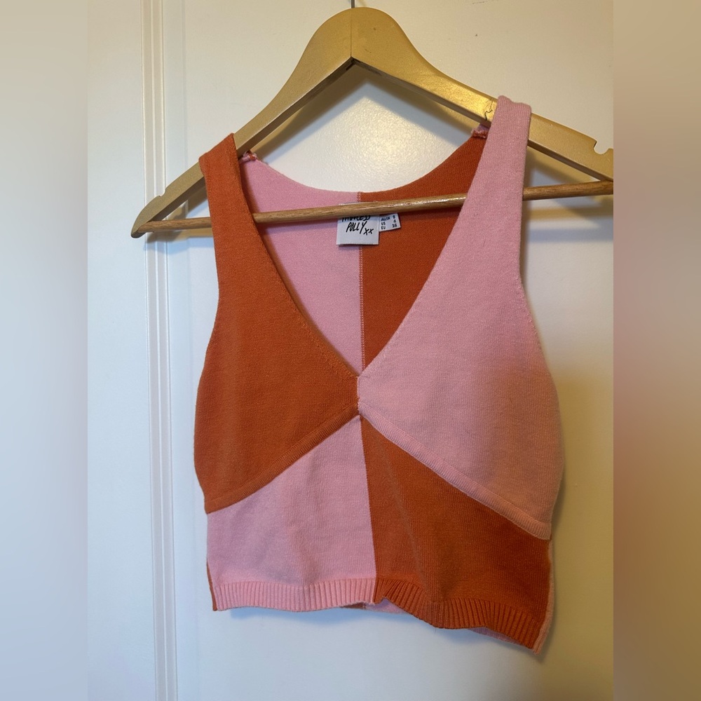 Princess Polly Pink and Rust Colorblock Knit Tank